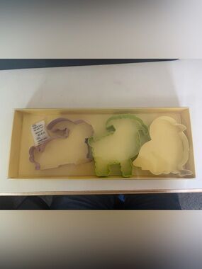 Crate&Barrel Pet-Shaped Cookie Cutter Trio - Purple, Green, Cream